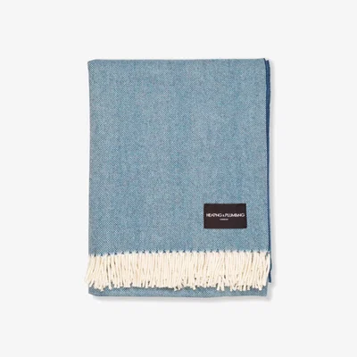 Wolf & Badger Daydreams - Merino Lambswool Throw - Sea Blue Heating & Plumbing London