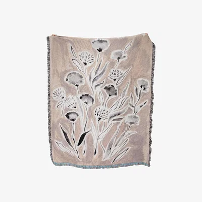 Wolf & Badger White / Grey / Neutrals Wishful Pink Woven Recycled Cotton Throw One Size Rosanna Corfe