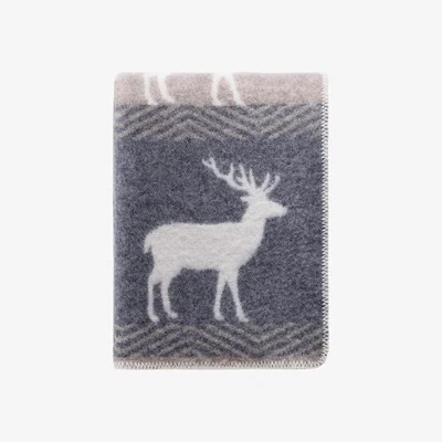 Wolf & Badger Grey / Brown Deer Wool Blanket J. j.textile