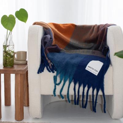 Wolf & Badger Blue / Yellow / Orange The Reykjavik Throw - Tokyo Lights | One Size | Arctic Fox & Co.