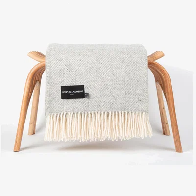 Wolf & Badger Traditional Herringbone Pure New Wool Blanket - Light Grey | Heating & Plumbing London