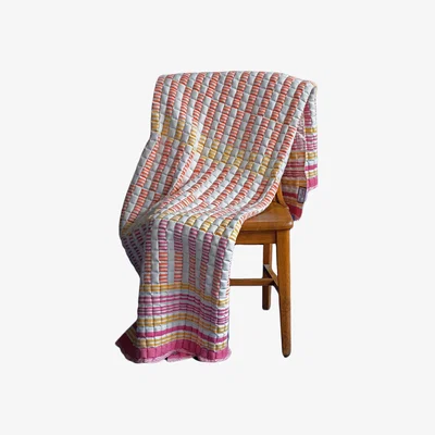 Wolf & Badger Pink / Purple / Yellow Sunset Sujani Quilt In Queen Size | Inner Child