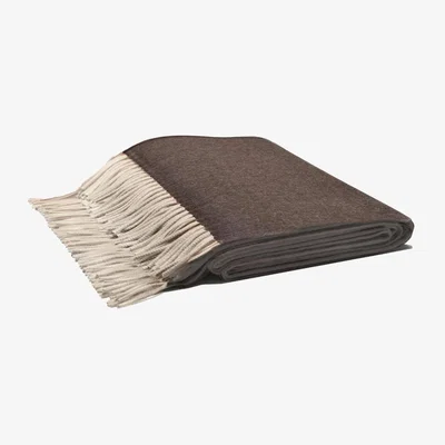 Wolf & Badger Zibelline Fringe Cashmere Blanket Throw Brown | Lo Decor