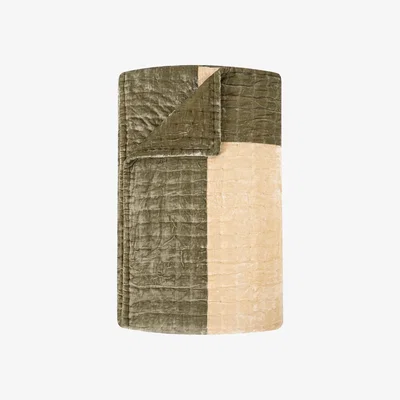 Wolf & Badger Green Velvet Quilt - Olive X Sand The Annam House