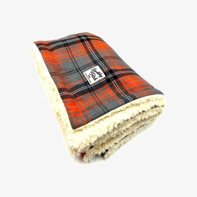 Wolf & Badger Yellow / Orange Orange/Grey Tartan Dog Blanket | One Size | Barkley & Fetch