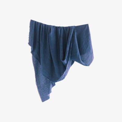 Wolf & Badger Blue Stone Washed Linen Throw Blanket Navy One Size Acacia Creations