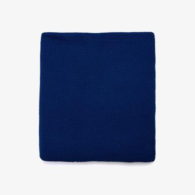 Wolf & Badger Ridge Knit Pure Cotton Double Blanket In Royal Blue | One Size | Peraluna