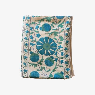 Wolf & Badger Blue Suzani Bed Throw Punica