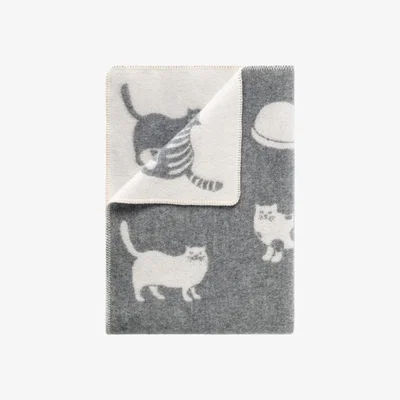 Wolf & Badger Grey Cat Small Wool Blanket J. j.textile