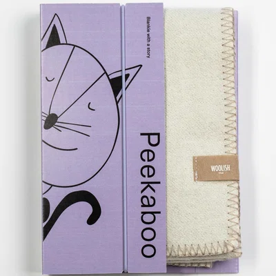 Wolf & Badger Brown Peekaboo Kitty Merino Baby Blanket Beige Woolish