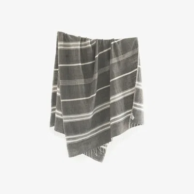 Wolf & Badger Grey / White Aden Cotton Throw Blanket Grey & Natural Acacia Creations