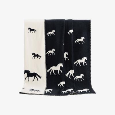 Wolf & Badger Black Horse Cotton Blanket J. j.textile