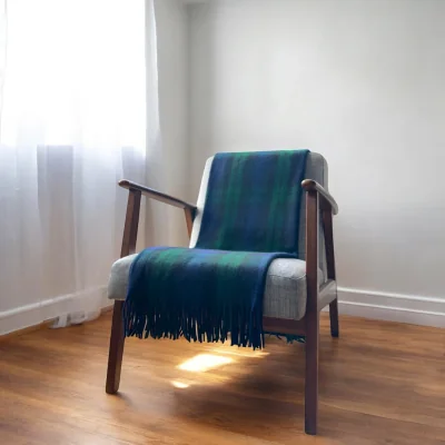 Wolf & Badger Green Blackwatch - 100% Recycled Wool Tartan Knee Blanket | One Size | Loom & Cove