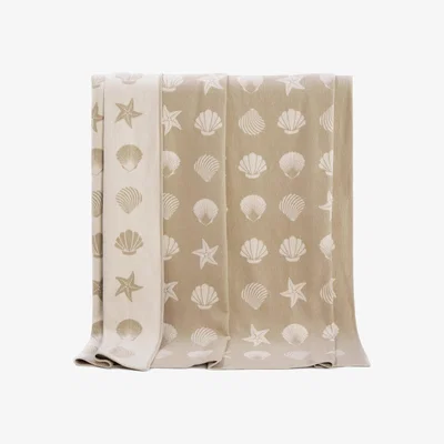 Wolf & Badger Neutrals Beige Seashells Cotton Blanket J. j.textile