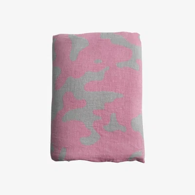 Wolf & Badger Grey / Rose Gold Camo Fleece Lined Throw - Bubblegum / Grey One Size Ailera