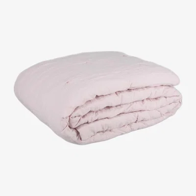 Wolf & Badger Pink / Purple Blush Pink Linen Quilt One Size Tielle Love Luxury by Tradelinens