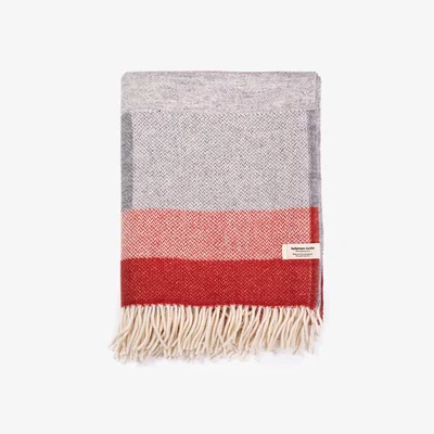 Wolf & Badger Wool Throw Blanket Terra Red, Gray Kelpman Textile