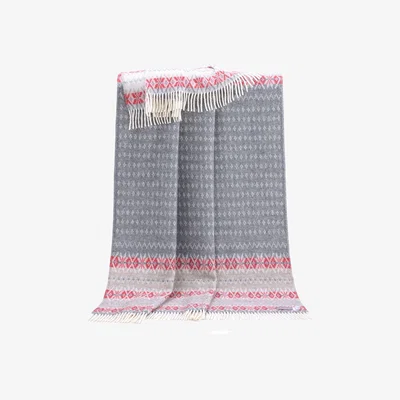 Wolf & Badger Grey / Brown / Red Nord Wool Throw J. j.textile