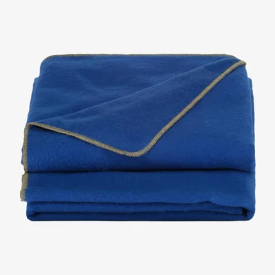 Wolf & Badger Plaid/Throw Stitched Cobalt Blue And Brown Alpaca Wool Alpaca Loca