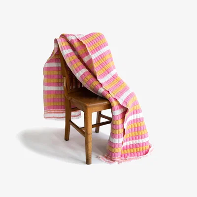Wolf & Badger Pink / Purple / Yellow Grand Budapest Sujani Quilt Throw Size | Inner Child