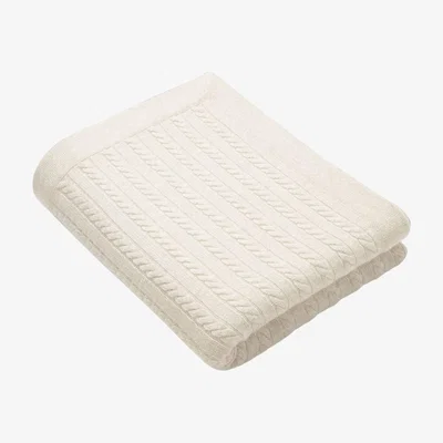 Wolf & Badger White The Cable Knit Cashmere Maxi Blanket - Silky Cream One Size Linda Meyer-Hentschel