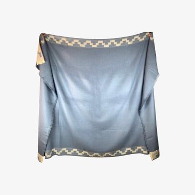 Wolf & Badger Patterned Blue Classic Premium Baby Alpaca Throw Washein