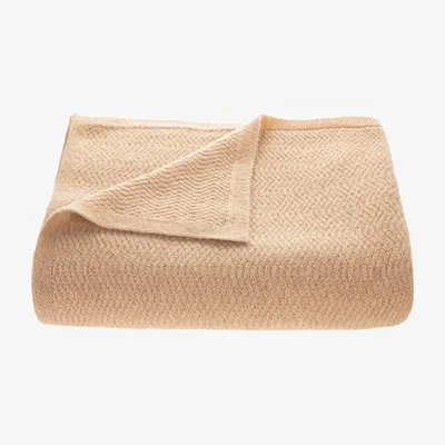 Wolf & Badger Wave Knitted Throw - Beige - Neutrals Tuwi