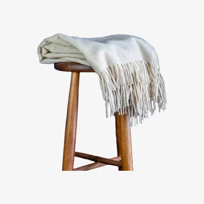 Wolf & Badger White Natural Wool Cocoon Throw | Wool+Clay