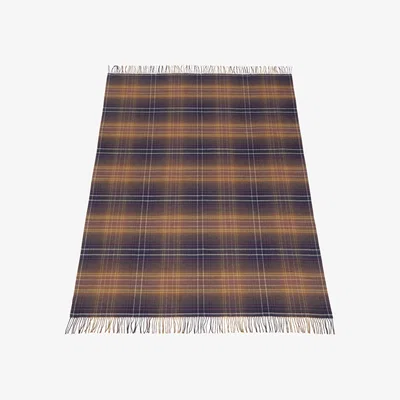 Wolf & Badger Green / Gold / Blue Cashmere Throw In Dark Purple, Navy And Mustard Plaid | One Size | Eliská
