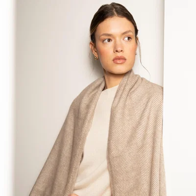 Wolf & Badger Neutrals Herringbone Cashmere Big Blanket | Large | Bel Cashmere