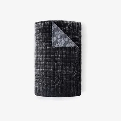 Wolf & Badger Velvet Hand Quilt Throw - Dark Grey & Smoking Dust The Annam House