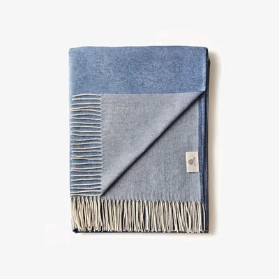 Wolf & Badger Light Blue Merino Wool Throw, New Collection | Decoflux Home