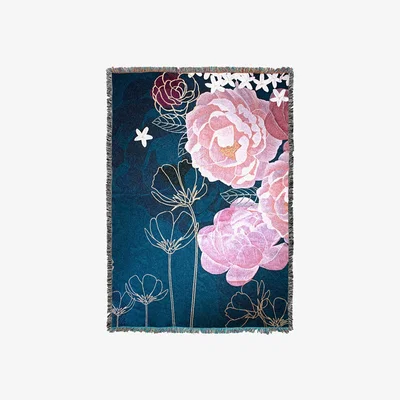 Wolf & Badger Woven Throw - Peonies And Jasmine Amanda West