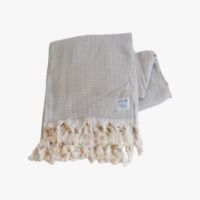 Wolf & Badger Neutrals Organic Cotton Handwoven Blankets - Earth One Size Droplet Home Goods