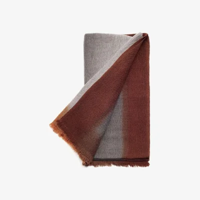 Wolf & Badger Simply Taupe Brown Gray Hand Spun Merino Handloom Throw - Brown | One Size | Variously