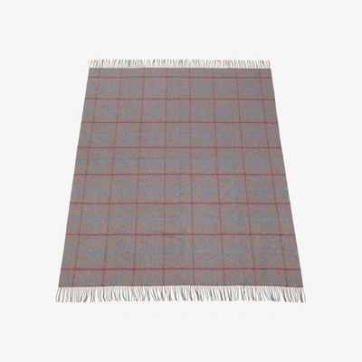 Wolf & Badger Blue / Grey / Red Cashmere Throw - Gunmetal Grey With Red & Blue Checks One Size Eliská