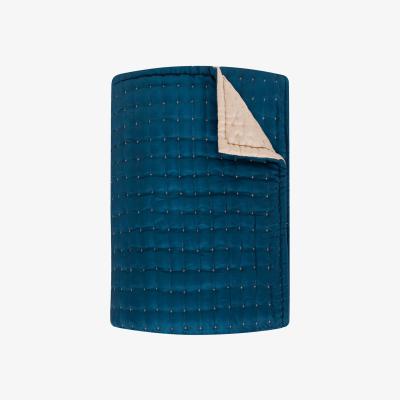 Wolf & Badger Silk Hand Quilt Throw - Prussian Blue One Size The Annam House
