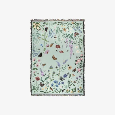 Wolf & Badger Green Pollination Meadow Blanket Arcana