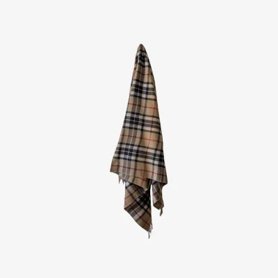 Wolf & Badger Neutrals Camel Thomson - 100% Recycled Wool Tartan Blanket | One Size | Loom & Cove