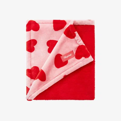Wolf & Badger Red Woofchild Hearts Reversible Blanket | One Size | Woofchild®