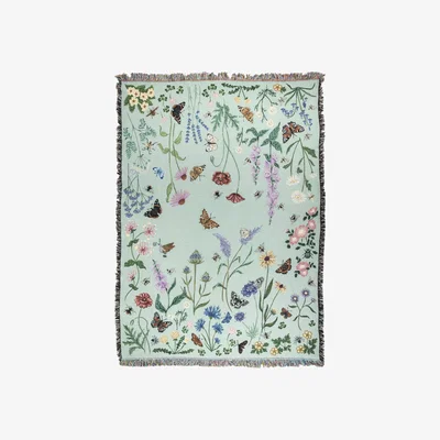 Wolf & Badger Green Pollination Meadow Blanket | One Size | Arcana