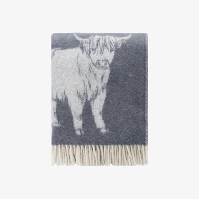 Wolf & Badger Grey / White Grey Highland Cow Wool Throw J. j.textile