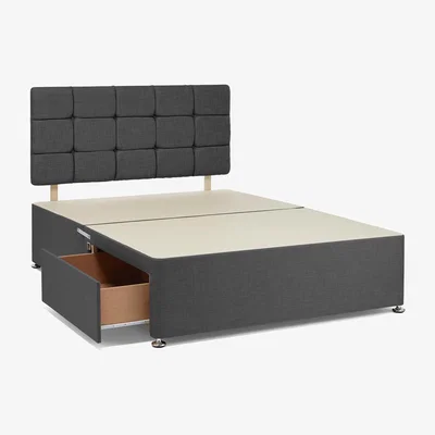 Dunelm Universal 2 Drawer Linen Divan Base with Headboard Grey