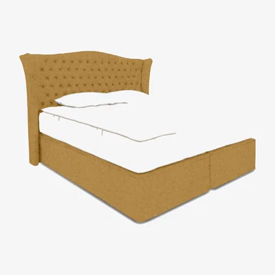 Furniture Village Hypnos - Majestic Zip and Link Sprung Divan Set - King Size - Tweed Mustard