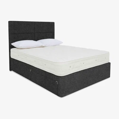 Furniture Village Hypnos - Luxury Firm 2 Divan Set with Continental Drawers - King Size - Tweed Charcoal