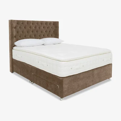 Furniture Village Highgrove - Sanctum Nature 2000 Pillowtop 2 Drawer Divan Set with Harding Headboard - King Size - Lace Caramel
