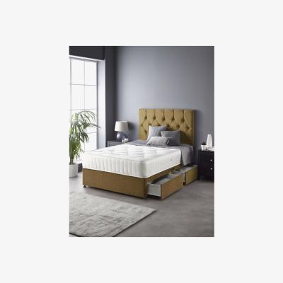 Furniture123 Catherine Lansfield Boutique Divan Bed with 2 Drawers and Ortho Pocket Mattress in Ochre - King Size