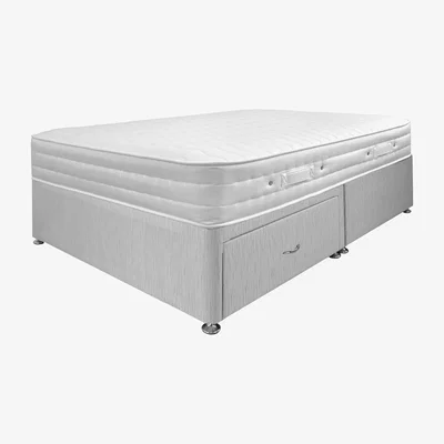 Furniture123 Airsprung Aria 1000 Memory Mattress with Grey 2 Drawer Platform Divan Bed - King Size