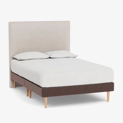 Heal's Heal's Shallow Divan King Velvet Mink Dark Solid Wood Feet - Heal's UK Bedroom Furniture