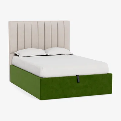 Heal's Heal's Storage Divan King Smart Luxe Velvet Grass Natural Feet - Heal's UK Bedroom Furniture